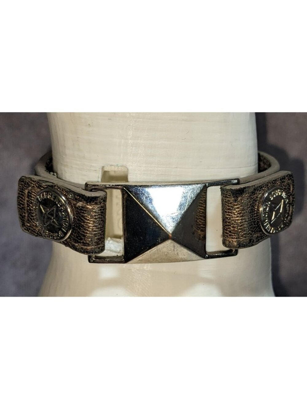 Edgy BCBGeneration Metallic Stud Leather Statement Bracelet Industrial Glam